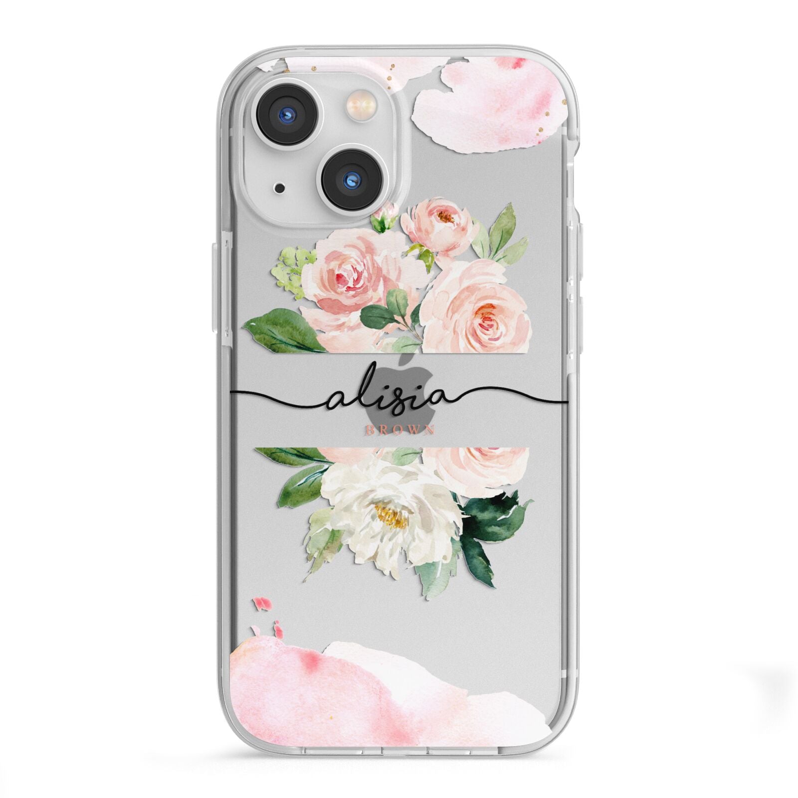 Pretty Roses Personalised Name iPhone 13 Mini TPU Impact Case with White Edges