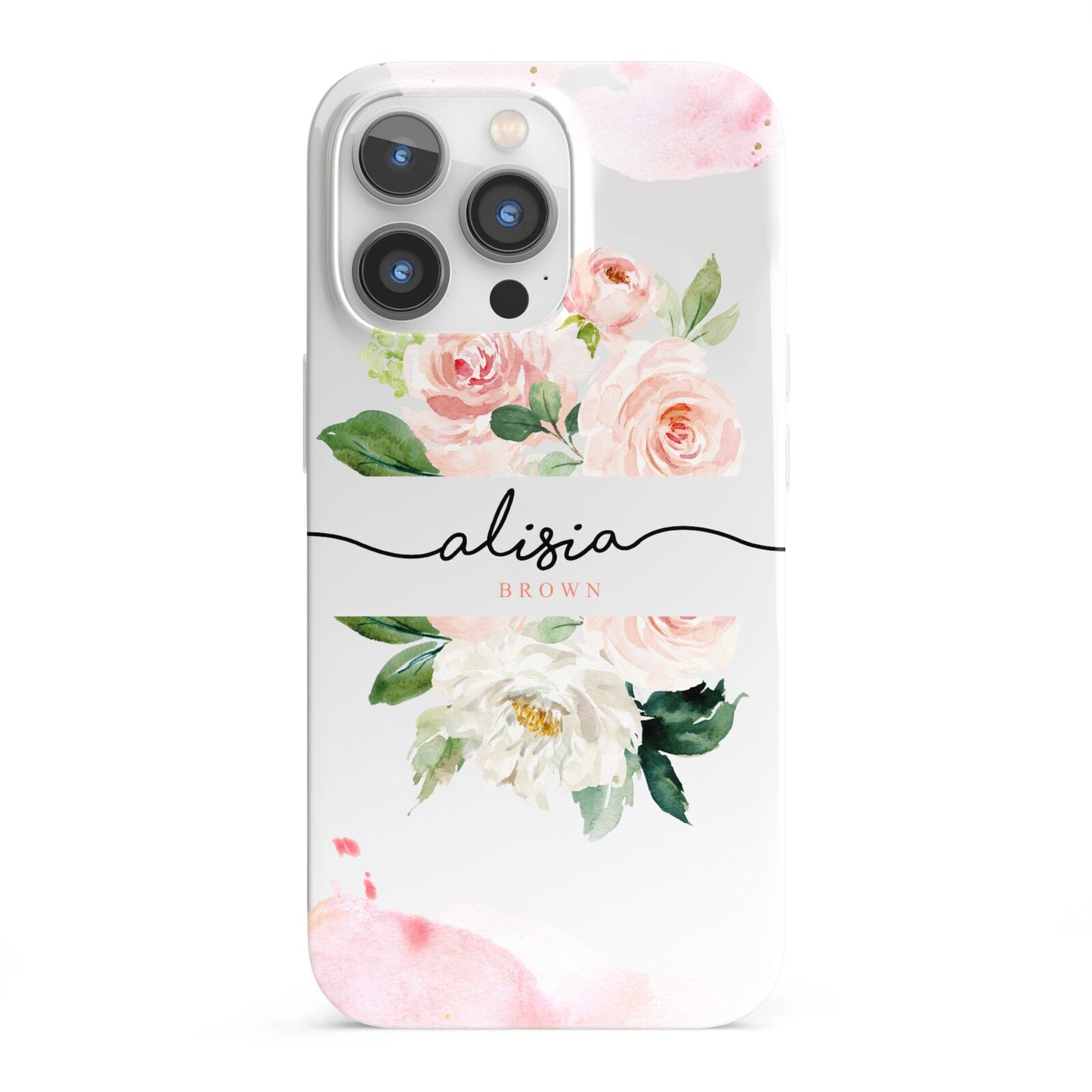 Pretty Roses Personalised Name iPhone 13 Pro Full Wrap 3D Snap Case