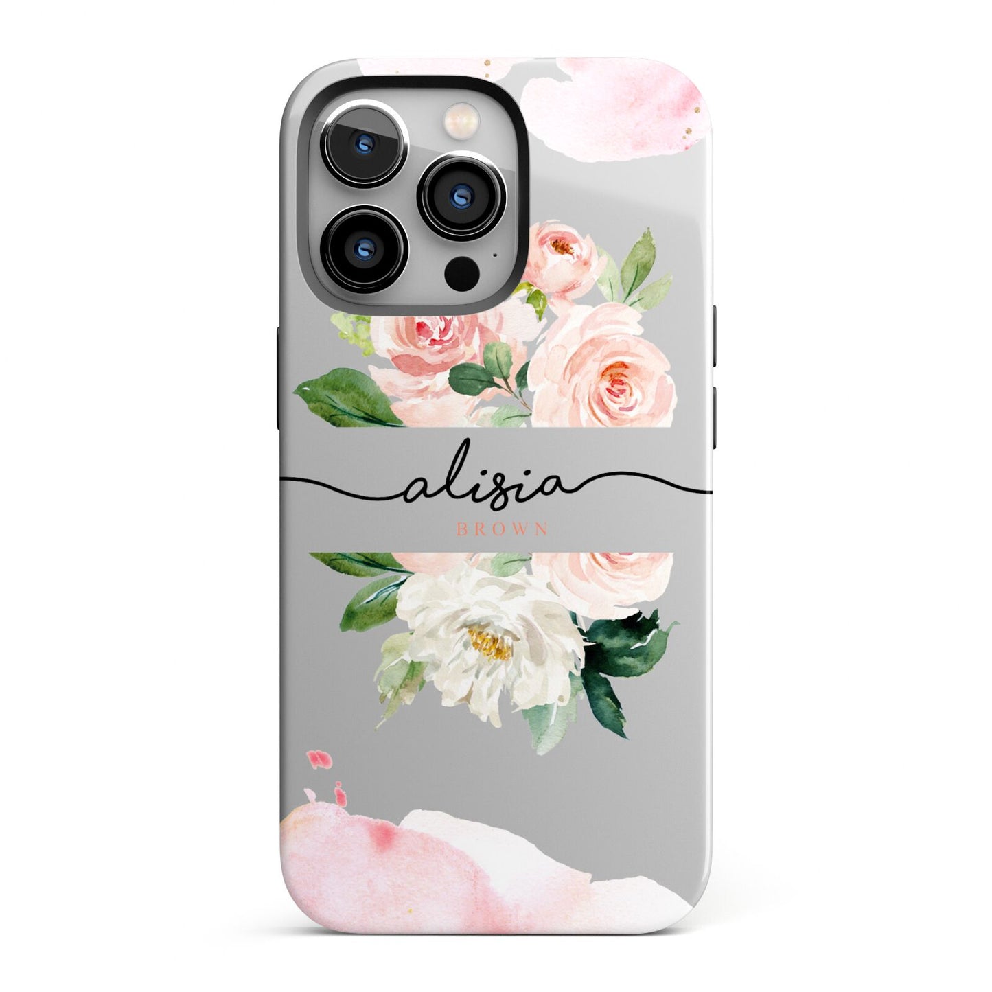 Pretty Roses Personalised Name iPhone 13 Pro Full Wrap 3D Tough Case
