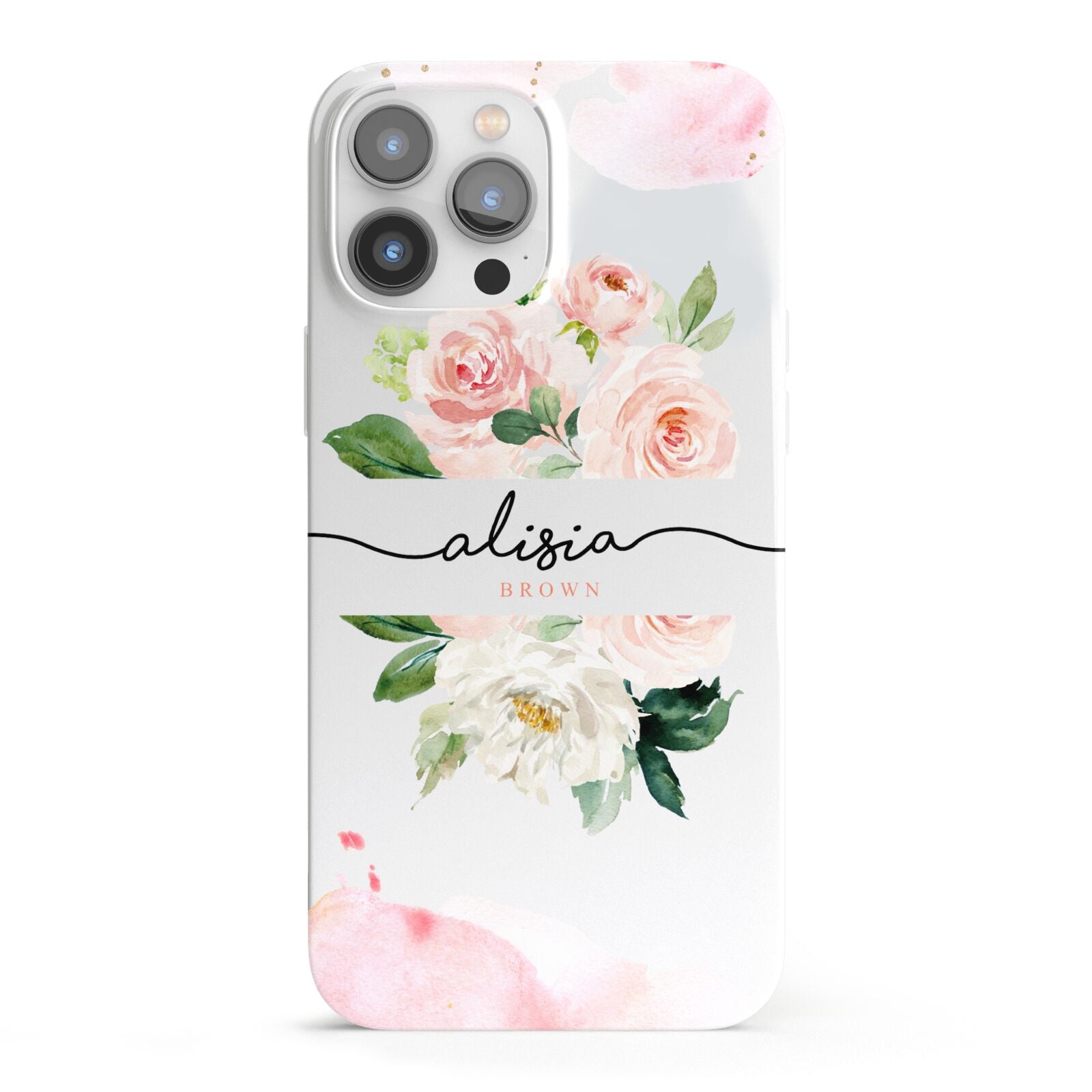 Pretty Roses Personalised Name iPhone 13 Pro Max Full Wrap 3D Snap Case