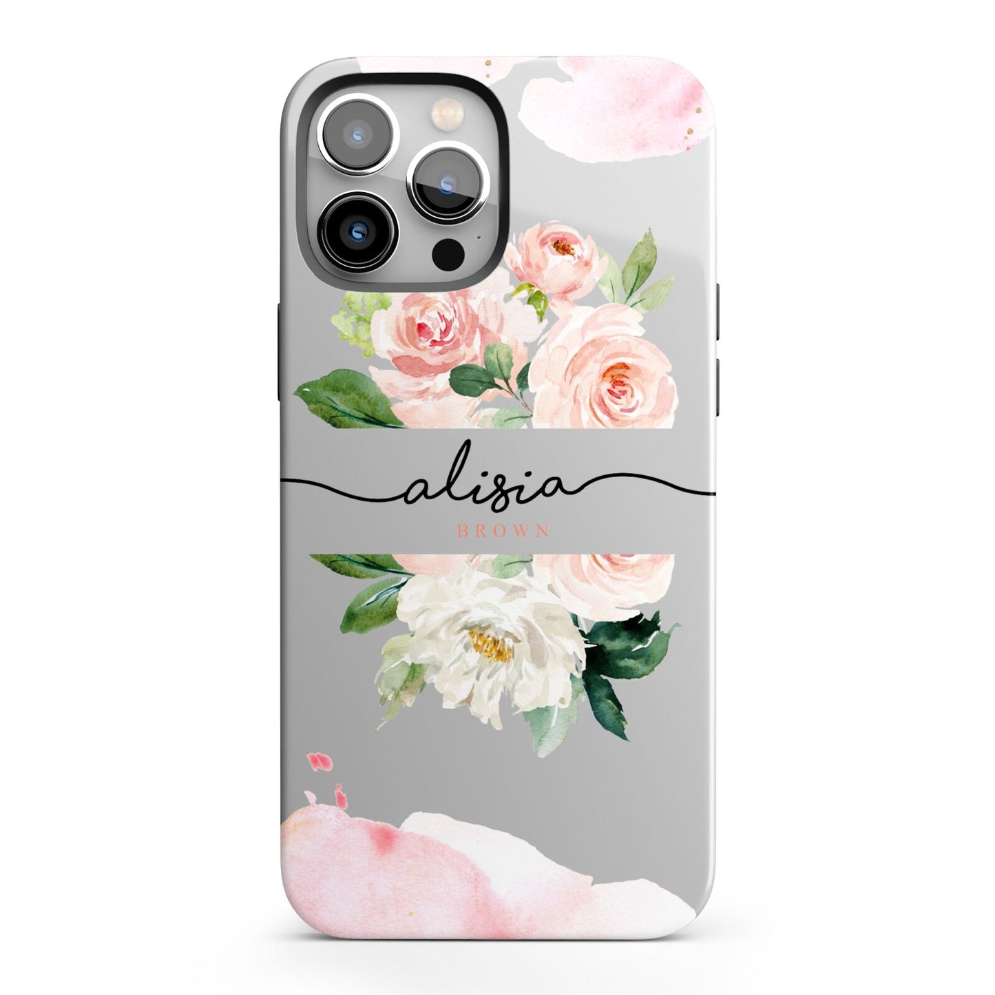 Pretty Roses Personalised Name iPhone 13 Pro Max Full Wrap 3D Tough Case
