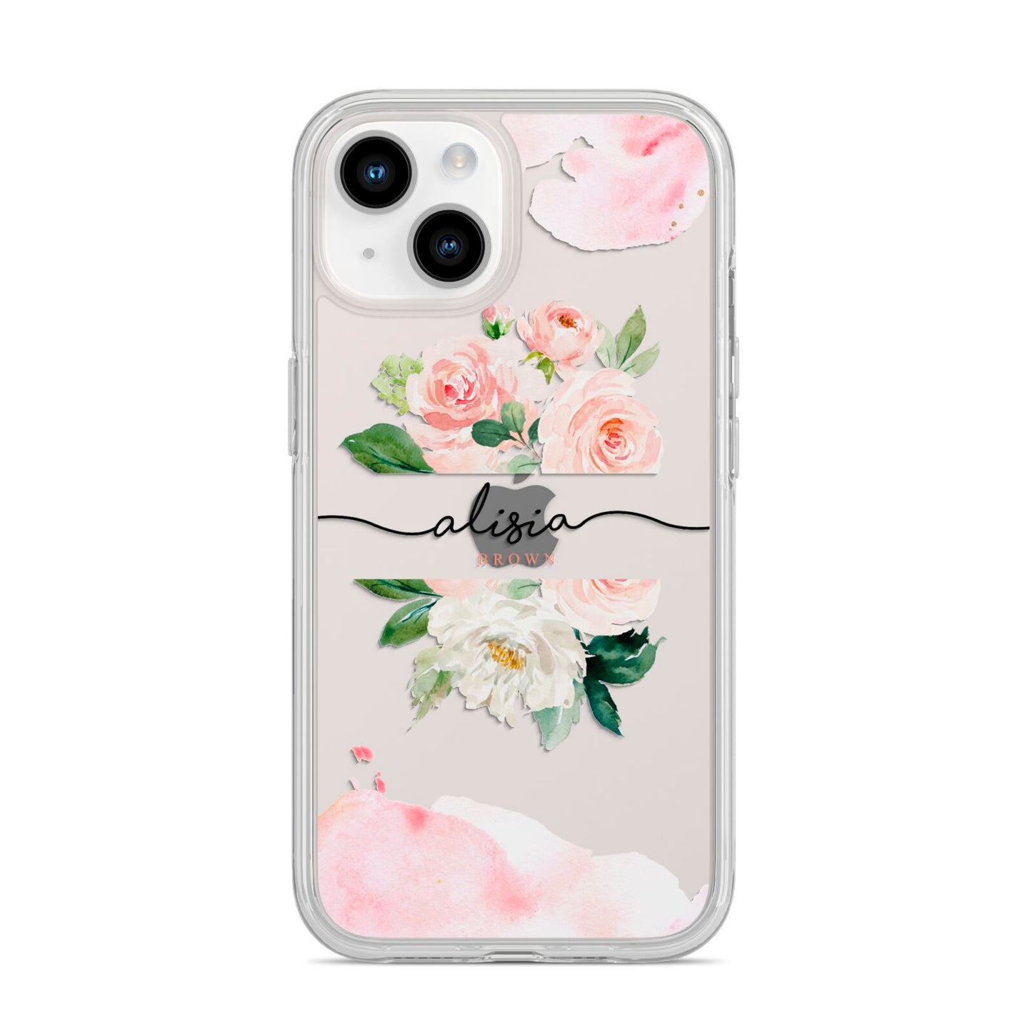 Pretty Roses Personalised Name iPhone 14 Clear Tough Case Starlight
