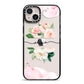 Pretty Roses Personalised Name iPhone 14 Plus Black Impact Case on Silver phone