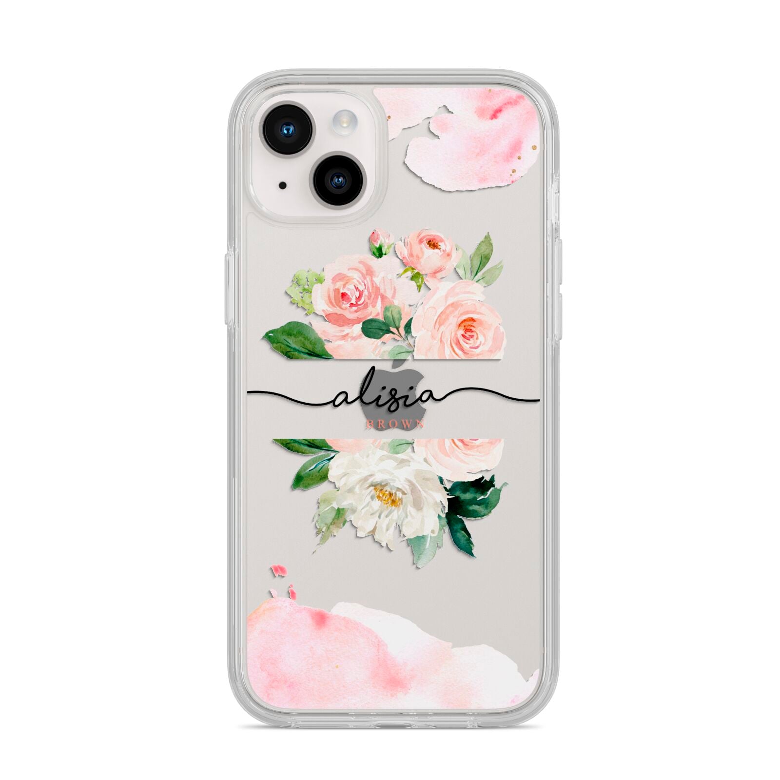 Pretty Roses Personalised Name iPhone 14 Plus Clear Tough Case Starlight