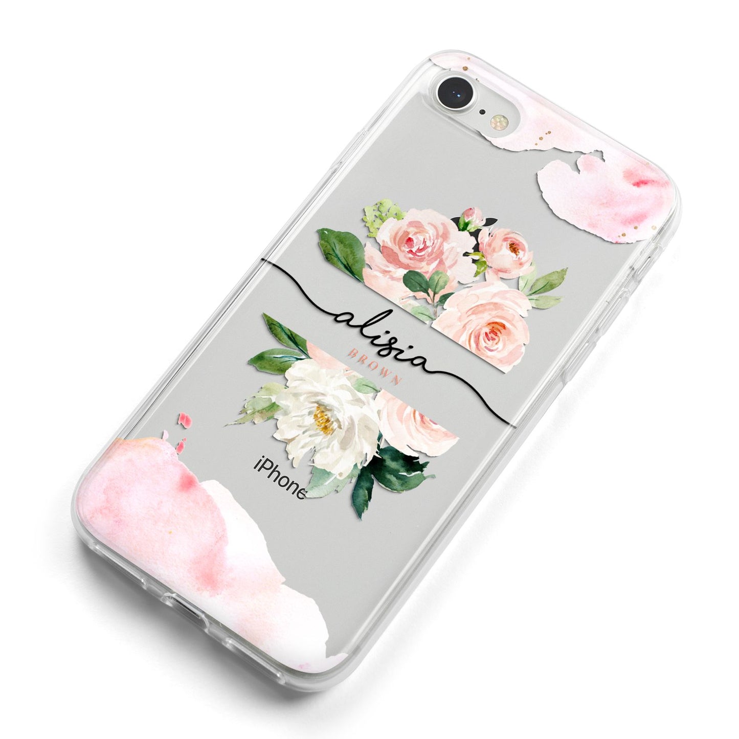 Pretty Roses Personalised Name iPhone 8 Bumper Case on Silver iPhone Alternative Image