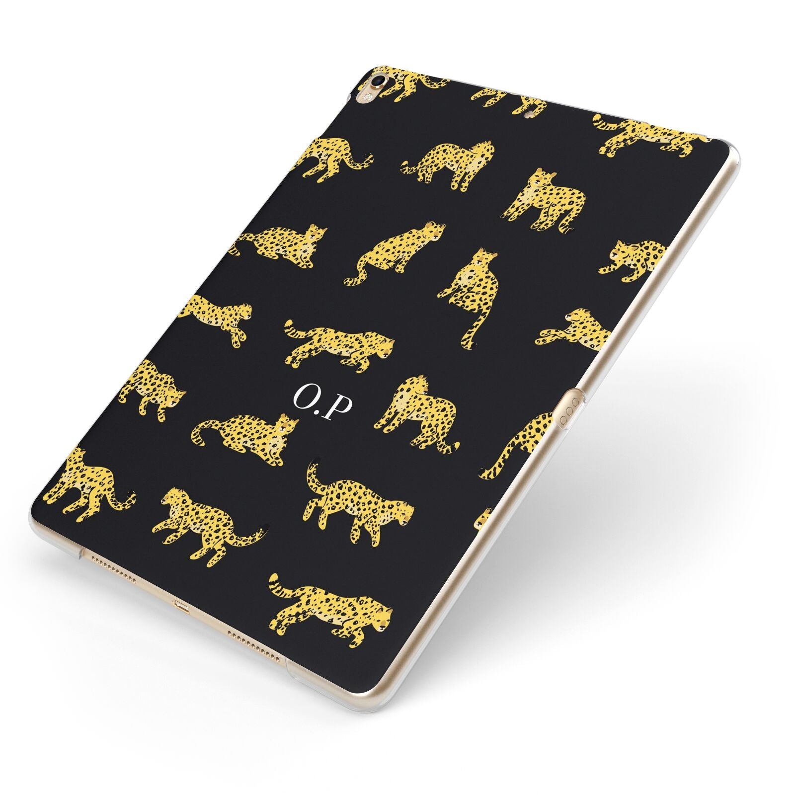 Prowling Leopard Apple iPad Case on Gold iPad Side View