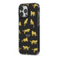 Prowling Leopard iPhone 13 Pro Max Black Impact Case Side Angle on Silver phone