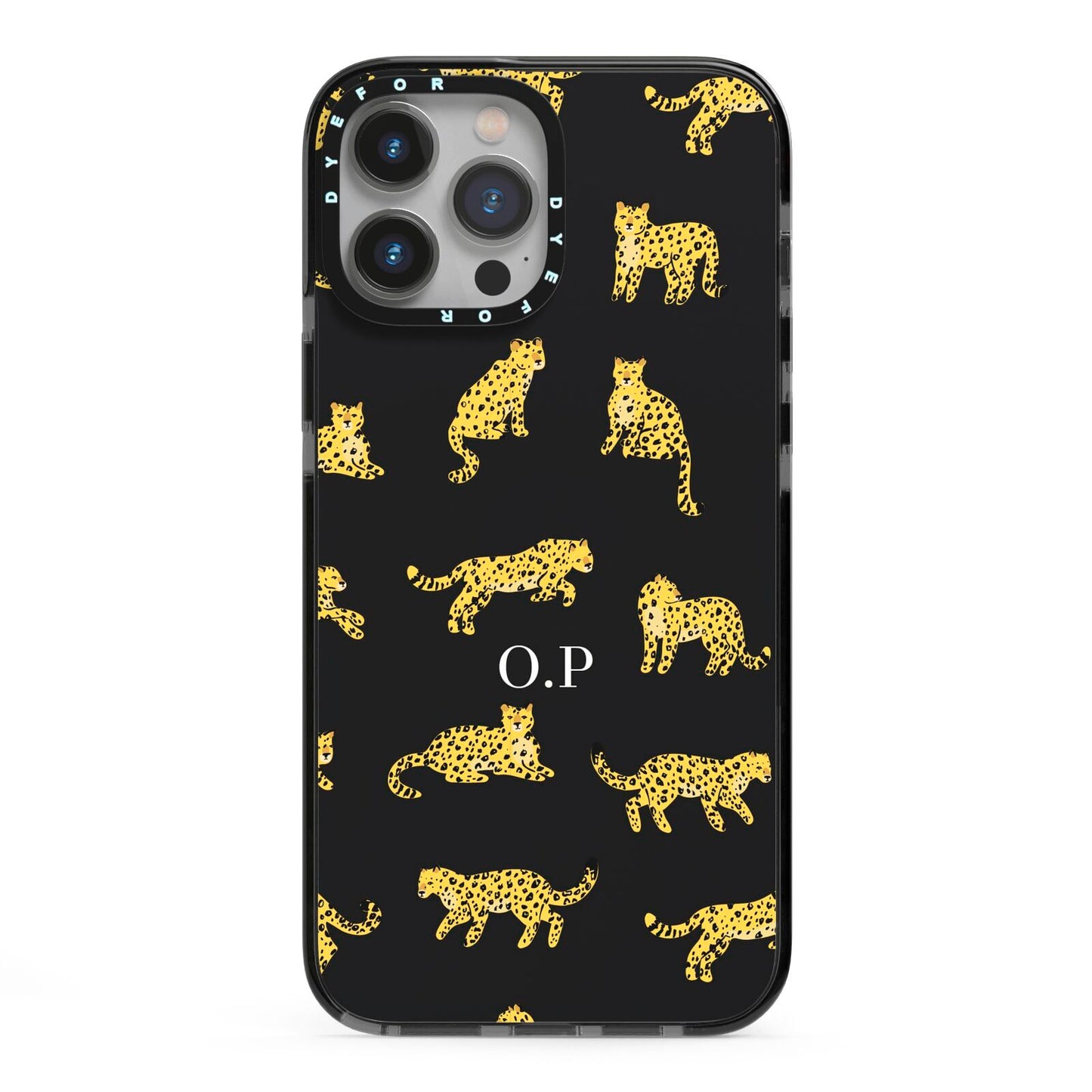 Prowling Leopard iPhone 13 Pro Max Black Impact Case on Silver phone