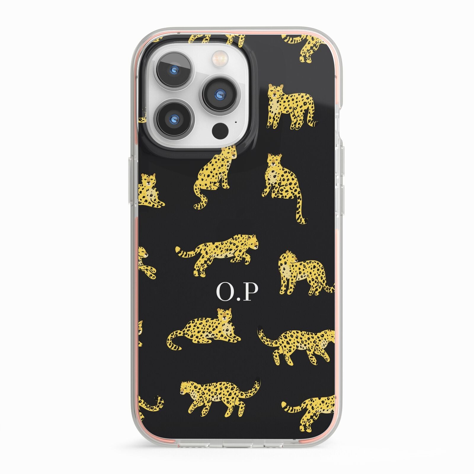 Prowling Leopard iPhone 13 Pro TPU Impact Case with Pink Edges