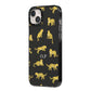Prowling Leopard iPhone 14 Plus Black Impact Case Side Angle on Silver phone