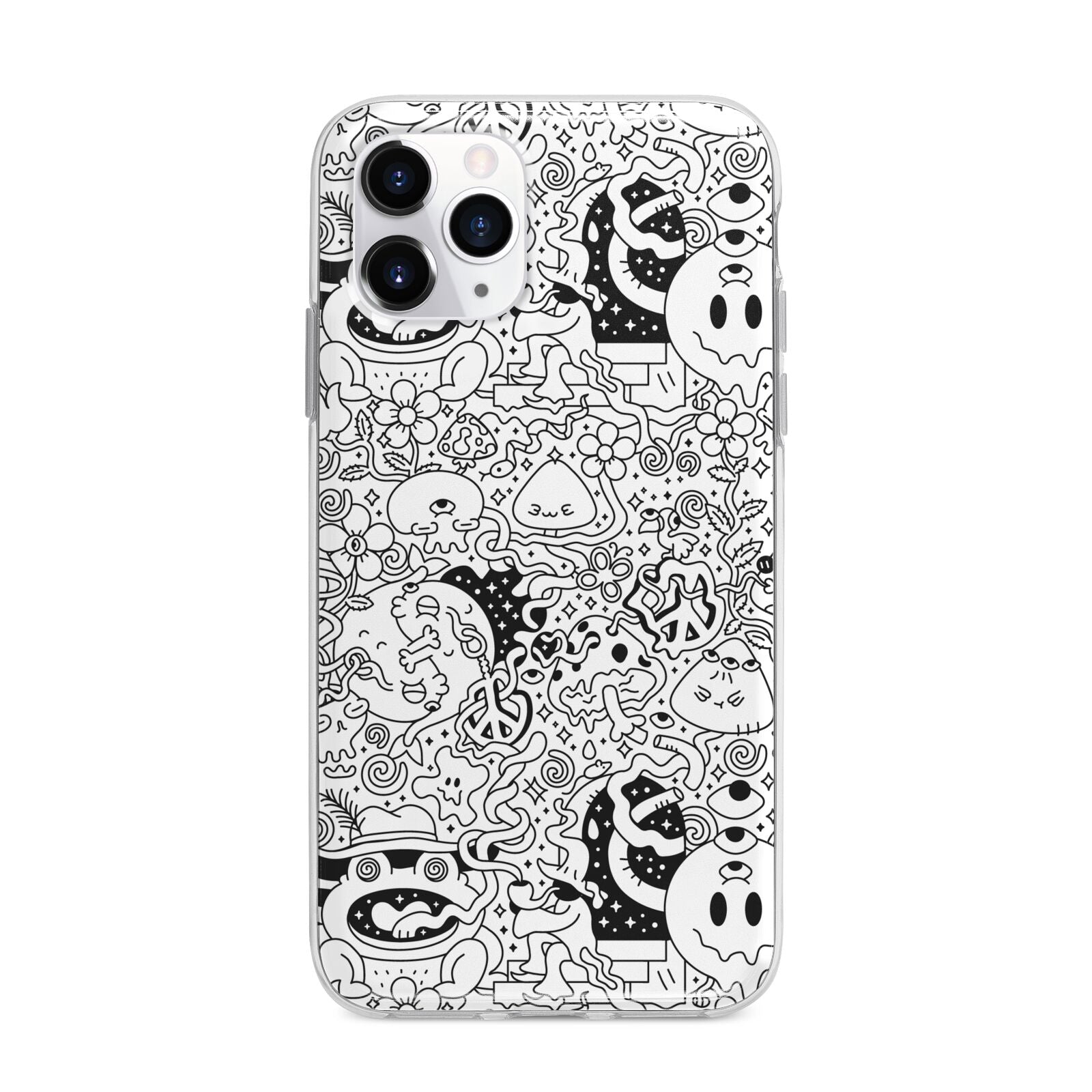 Psychedelic Cartoon Apple iPhone 11 Pro Max in Silver with Bumper Case
