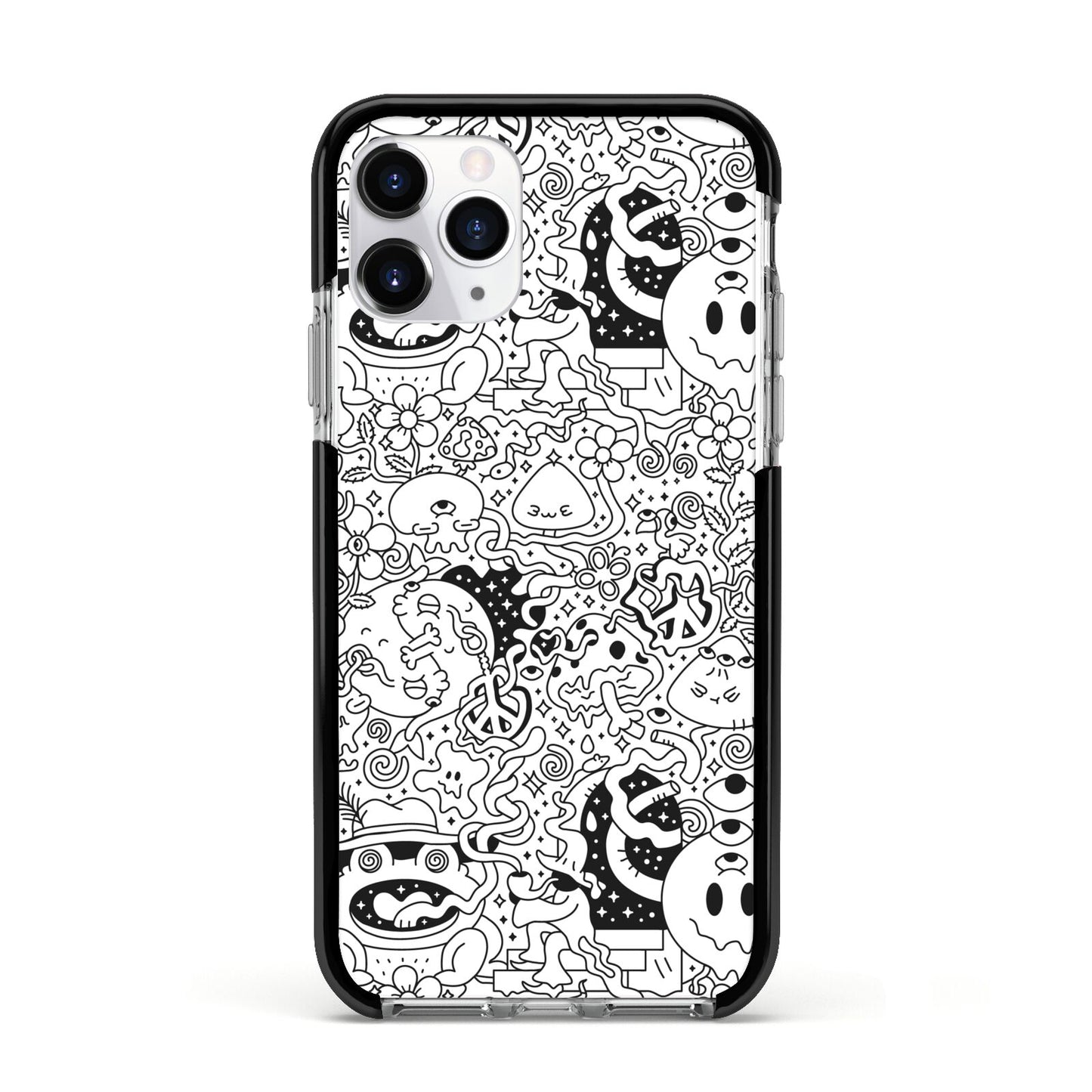 Psychedelic Cartoon Apple iPhone 11 Pro in Silver with Black Impact Case