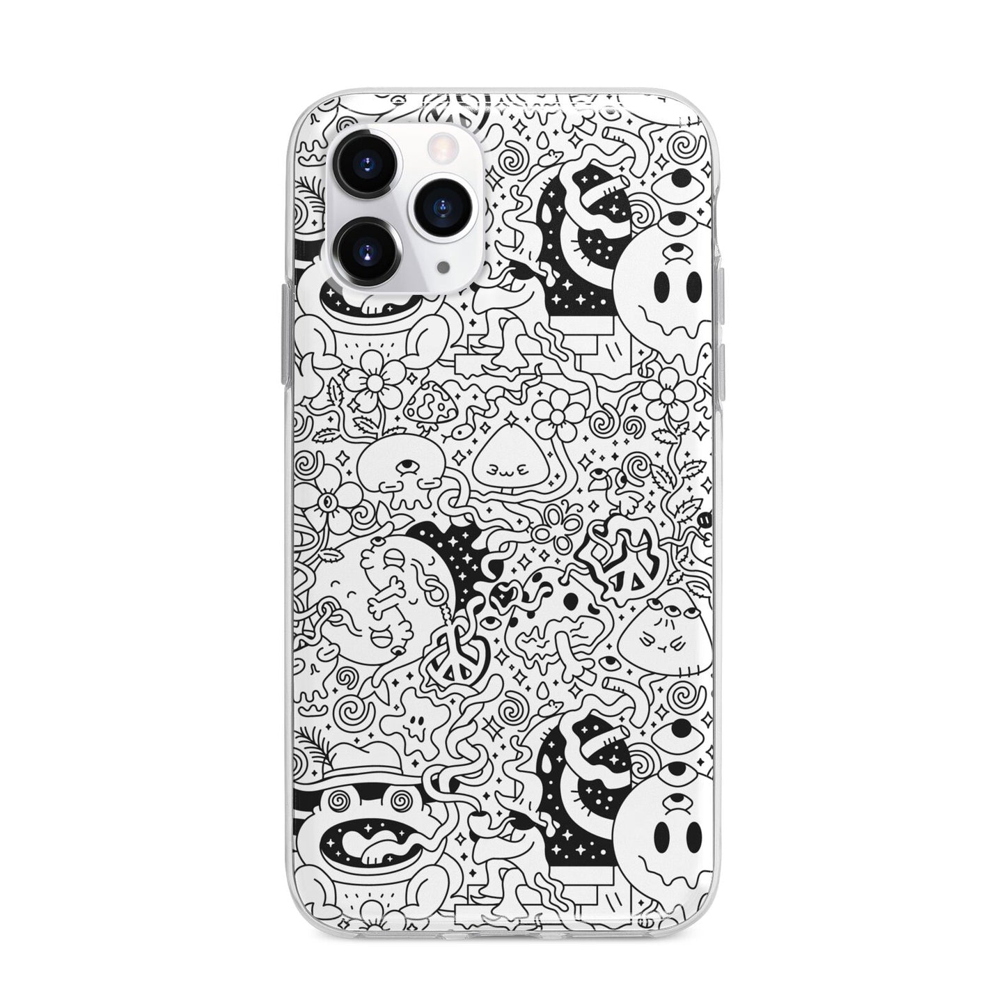 Psychedelic Cartoon Apple iPhone 11 Pro in Silver with Bumper Case
