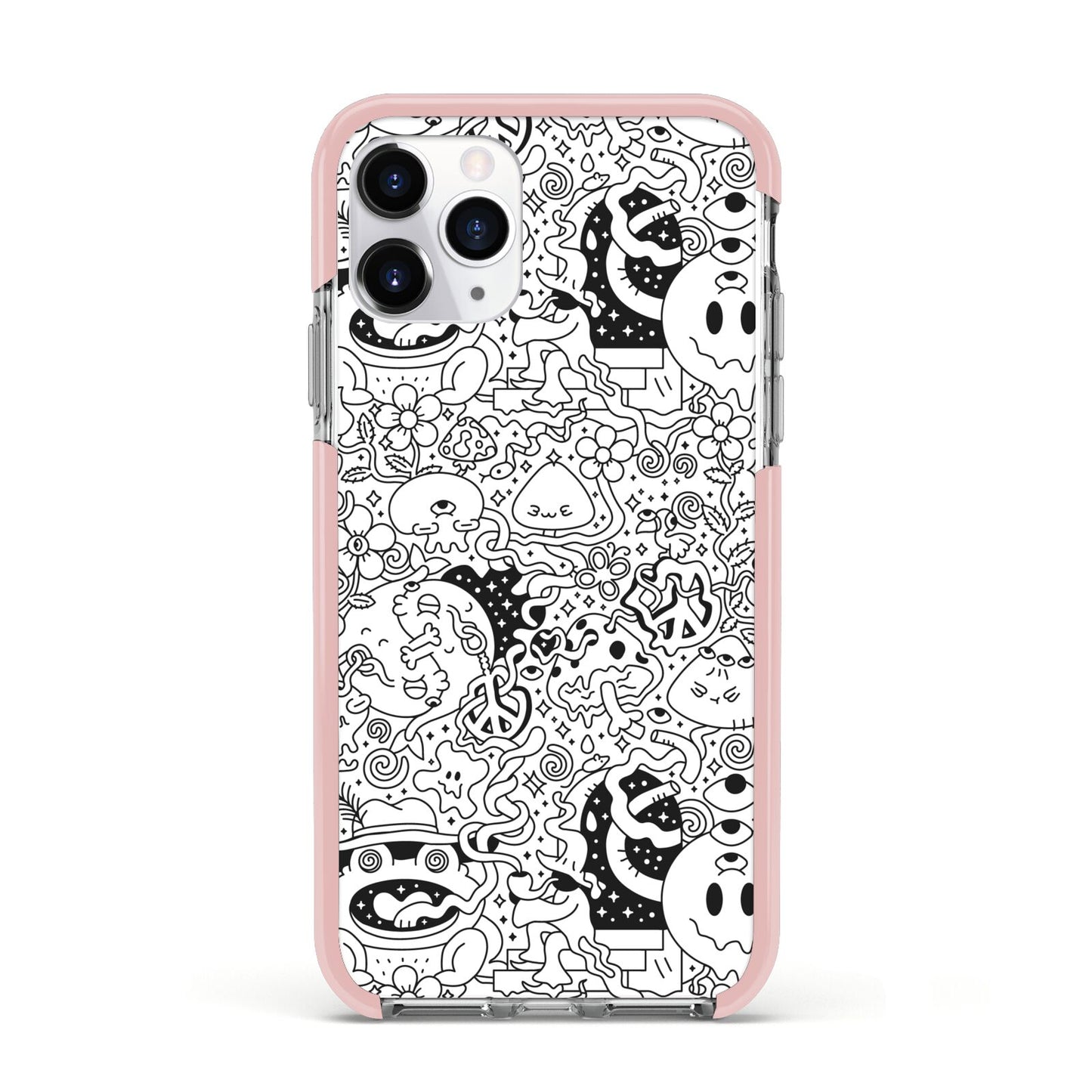Psychedelic Cartoon Apple iPhone 11 Pro in Silver with Pink Impact Case