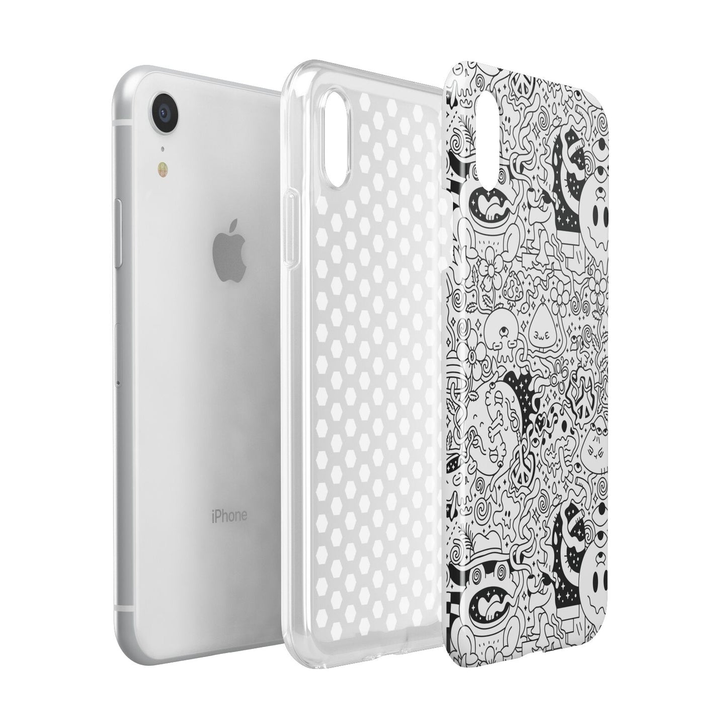 Psychedelic Cartoon Apple iPhone XR White 3D Tough Case Expanded view