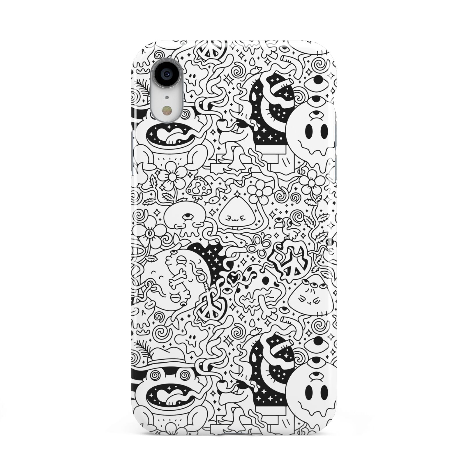 Psychedelic Cartoon Apple iPhone XR White 3D Tough Case