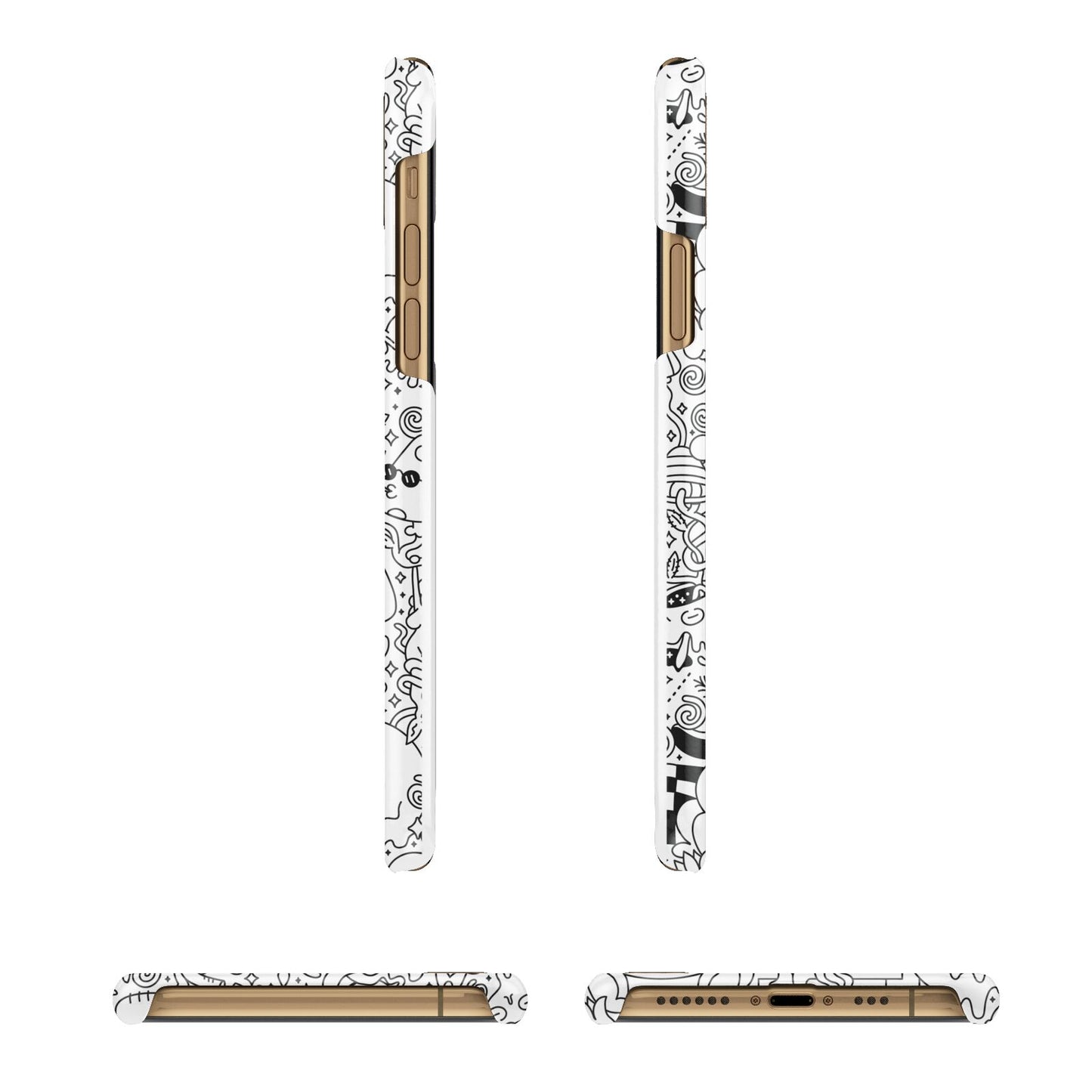 Psychedelic Cartoon Apple iPhone Xs 3D Wrap Snap Case Angled Images