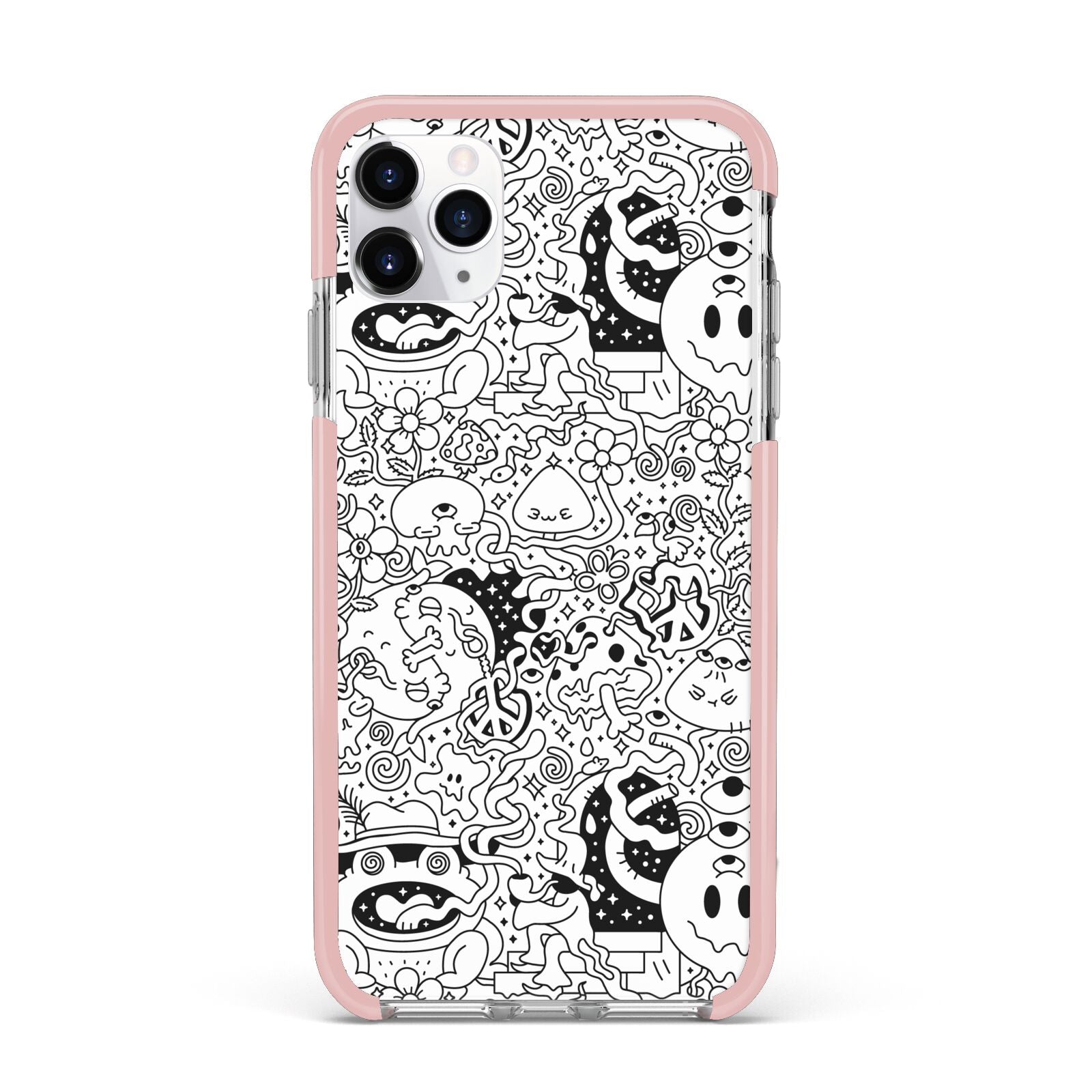 Psychedelic Cartoon iPhone 11 Pro Max Impact Pink Edge Case