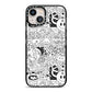 Psychedelic Cartoon iPhone 13 Black Impact Case on Silver phone