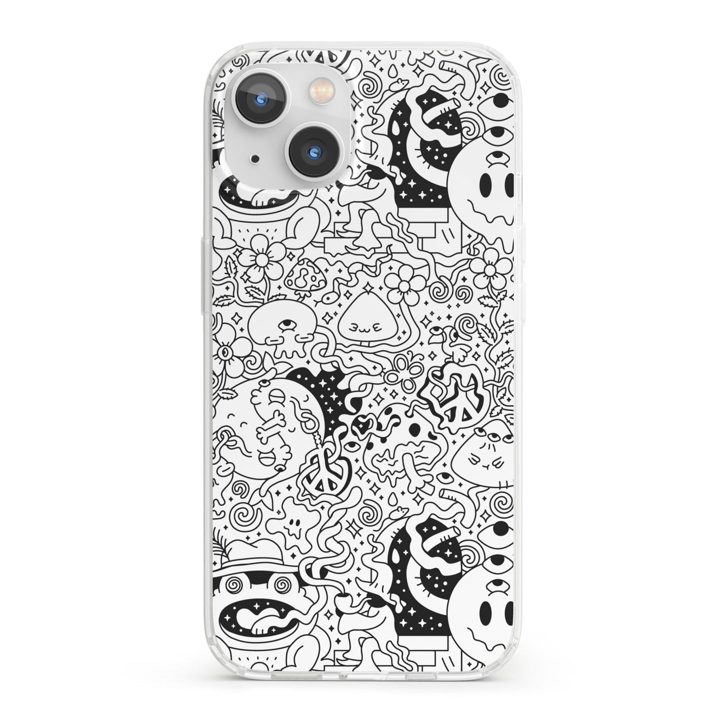Psychedelic Cartoon iPhone 13 Clear Bumper Case