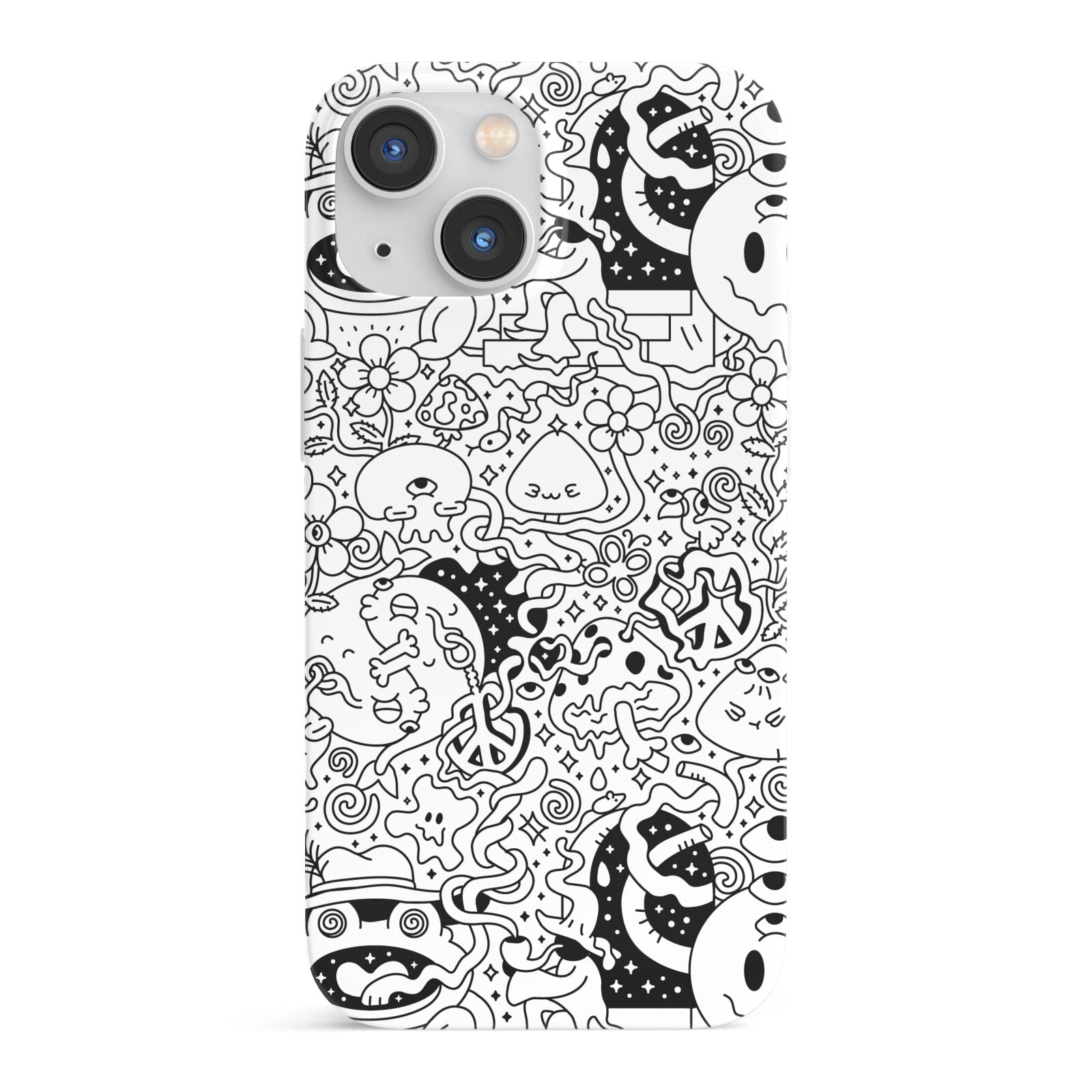 Psychedelic Cartoon iPhone 13 Mini Full Wrap 3D Snap Case