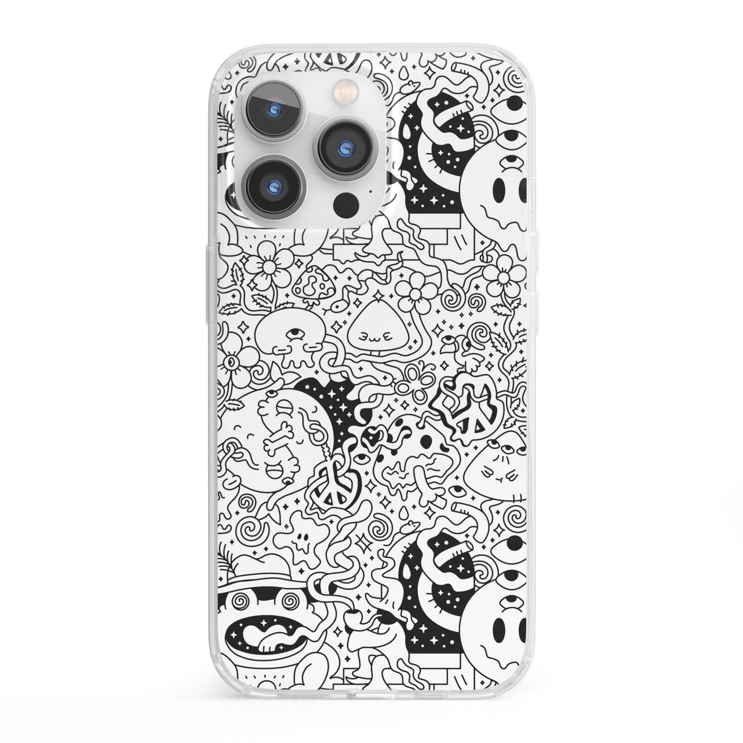 Psychedelic Cartoon iPhone 13 Pro Clear Bumper Case