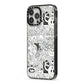 Psychedelic Cartoon iPhone 13 Pro Max Black Impact Case Side Angle on Silver phone