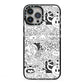 Psychedelic Cartoon iPhone 13 Pro Max Black Impact Case on Silver phone