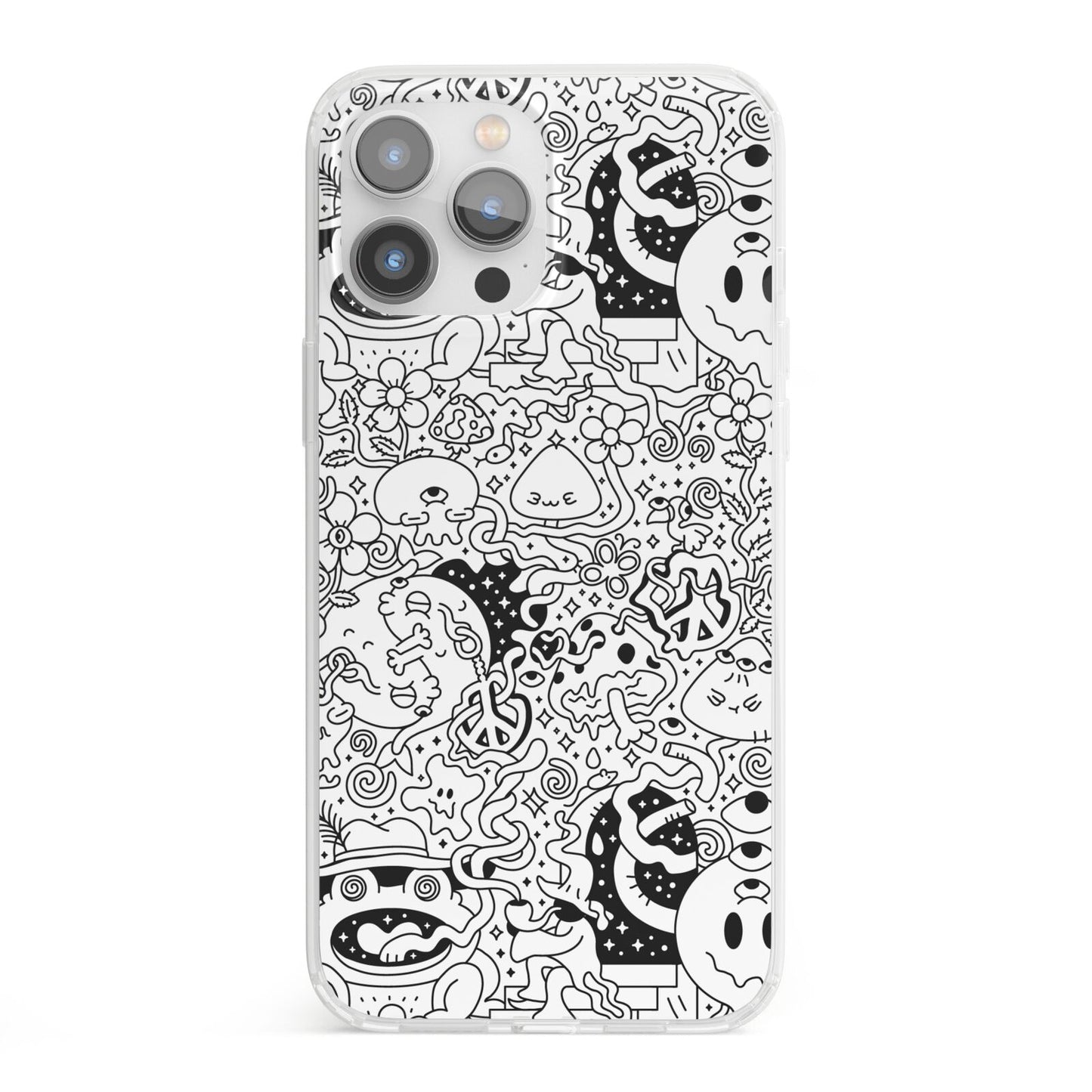 Psychedelic Cartoon iPhone 13 Pro Max Clear Bumper Case