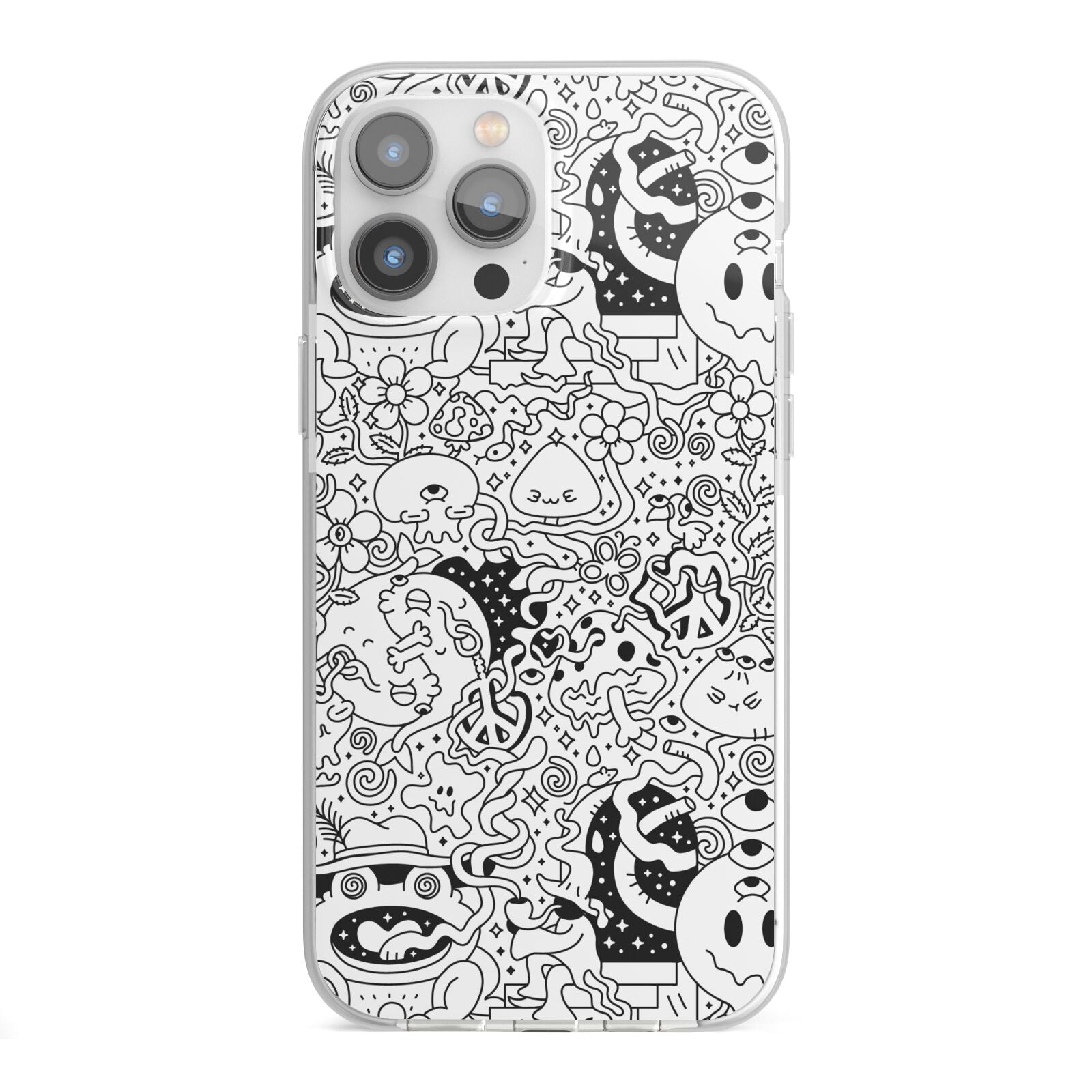 Psychedelic Cartoon iPhone 13 Pro Max TPU Impact Case with White Edges
