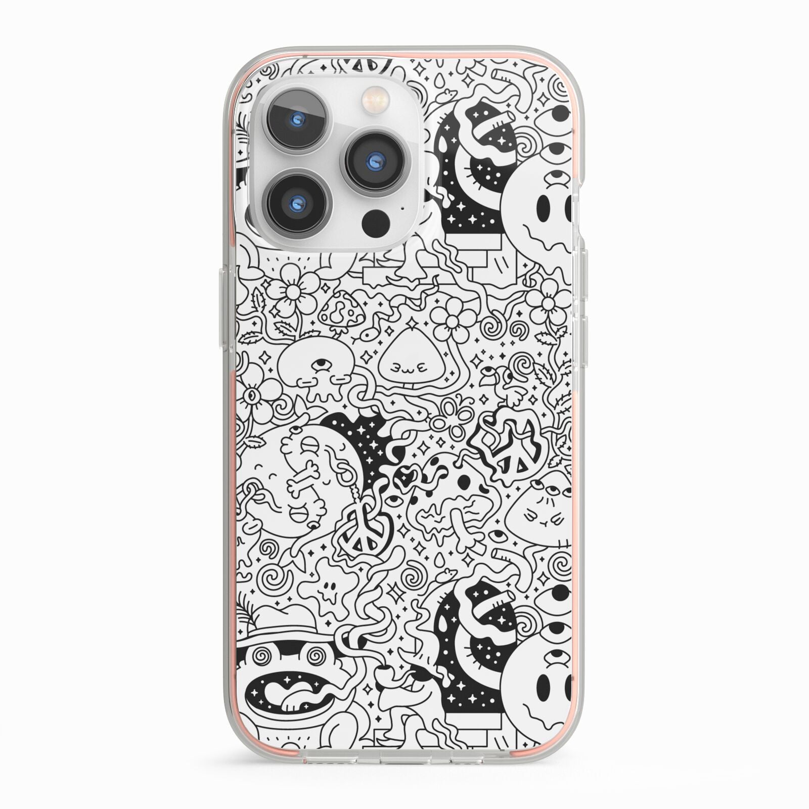 Psychedelic Cartoon iPhone 13 Pro TPU Impact Case with Pink Edges