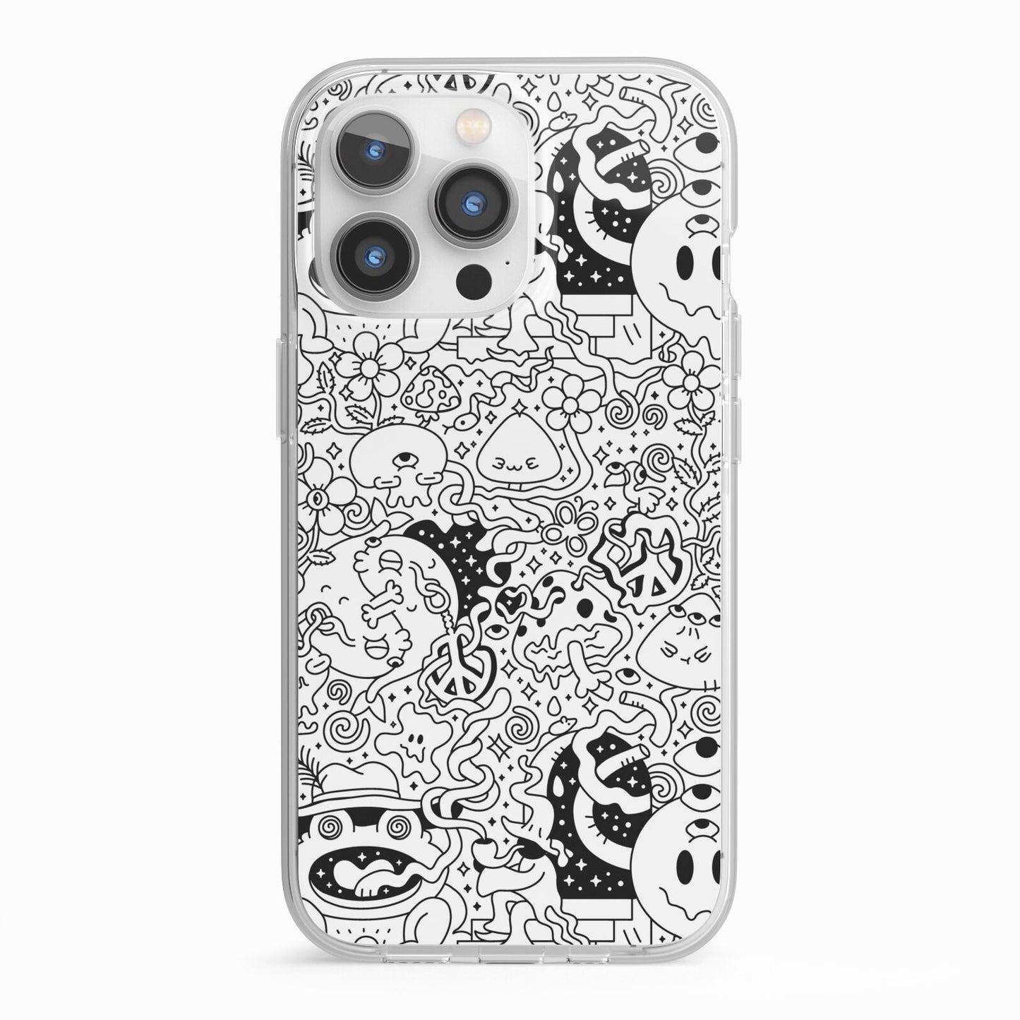 Psychedelic Cartoon iPhone 13 Pro TPU Impact Case with White Edges