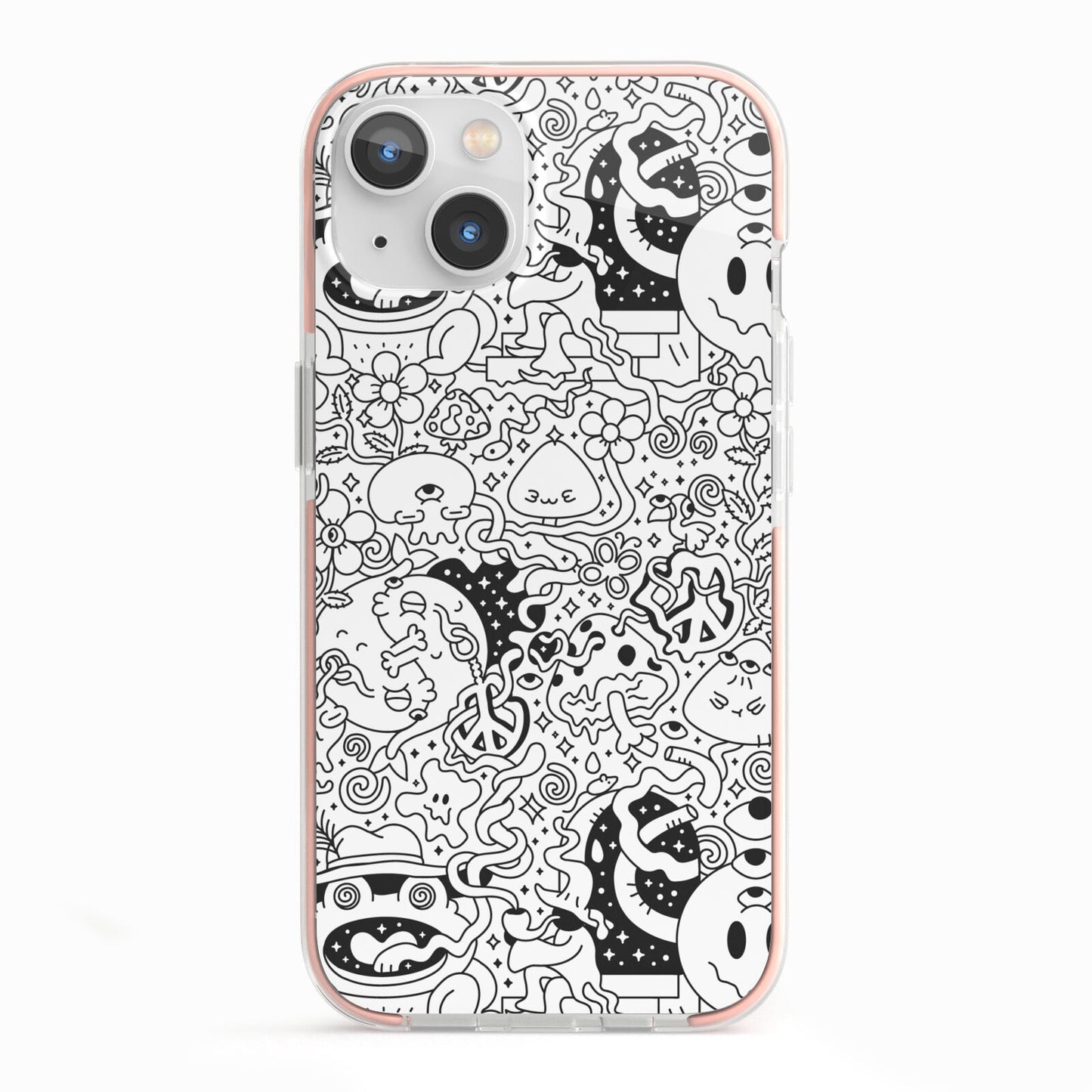 Psychedelic Cartoon iPhone 13 TPU Impact Case with Pink Edges