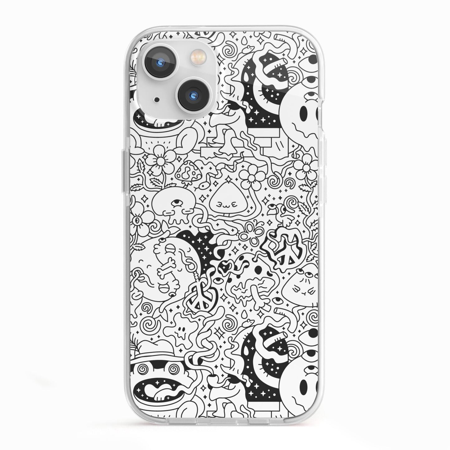 Psychedelic Cartoon iPhone 13 TPU Impact Case with White Edges