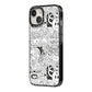 Psychedelic Cartoon iPhone 14 Black Impact Case Side Angle on Silver phone