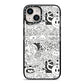 Psychedelic Cartoon iPhone 14 Black Impact Case on Silver phone