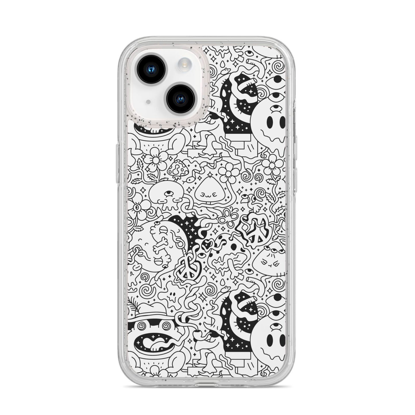 Psychedelic Cartoon iPhone 14 Glitter Tough Case Starlight