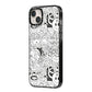 Psychedelic Cartoon iPhone 14 Plus Black Impact Case Side Angle on Silver phone