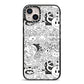 Psychedelic Cartoon iPhone 14 Plus Black Impact Case on Silver phone