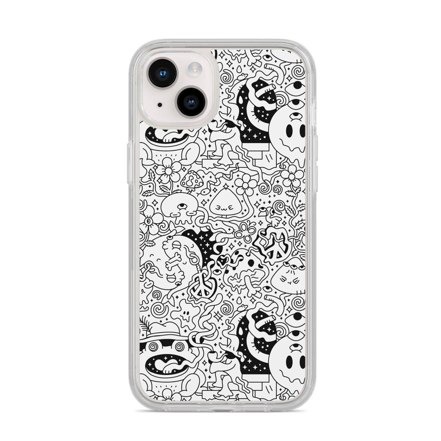 Psychedelic Cartoon iPhone 14 Plus Clear Tough Case Starlight