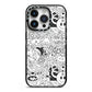 Psychedelic Cartoon iPhone 14 Pro Black Impact Case on Silver phone