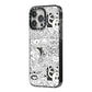 Psychedelic Cartoon iPhone 14 Pro Max Black Impact Case Side Angle on Silver phone
