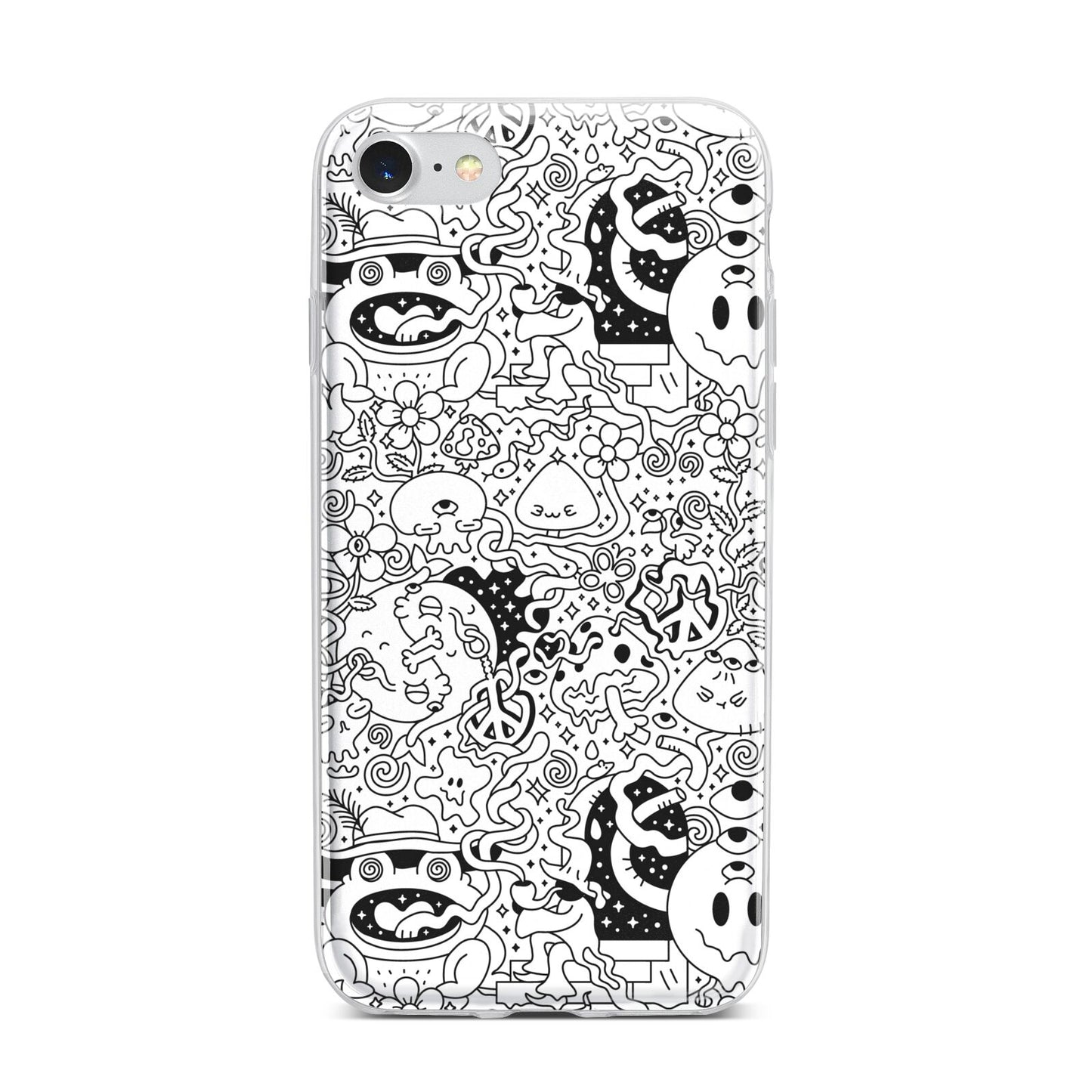 Psychedelic Cartoon iPhone 7 Bumper Case on Silver iPhone