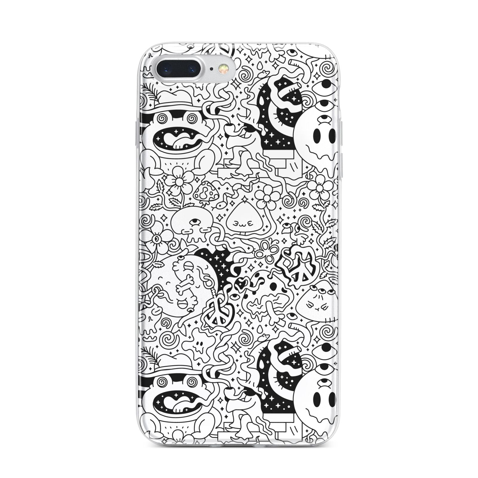 Psychedelic Cartoon iPhone 7 Plus Bumper Case on Silver iPhone