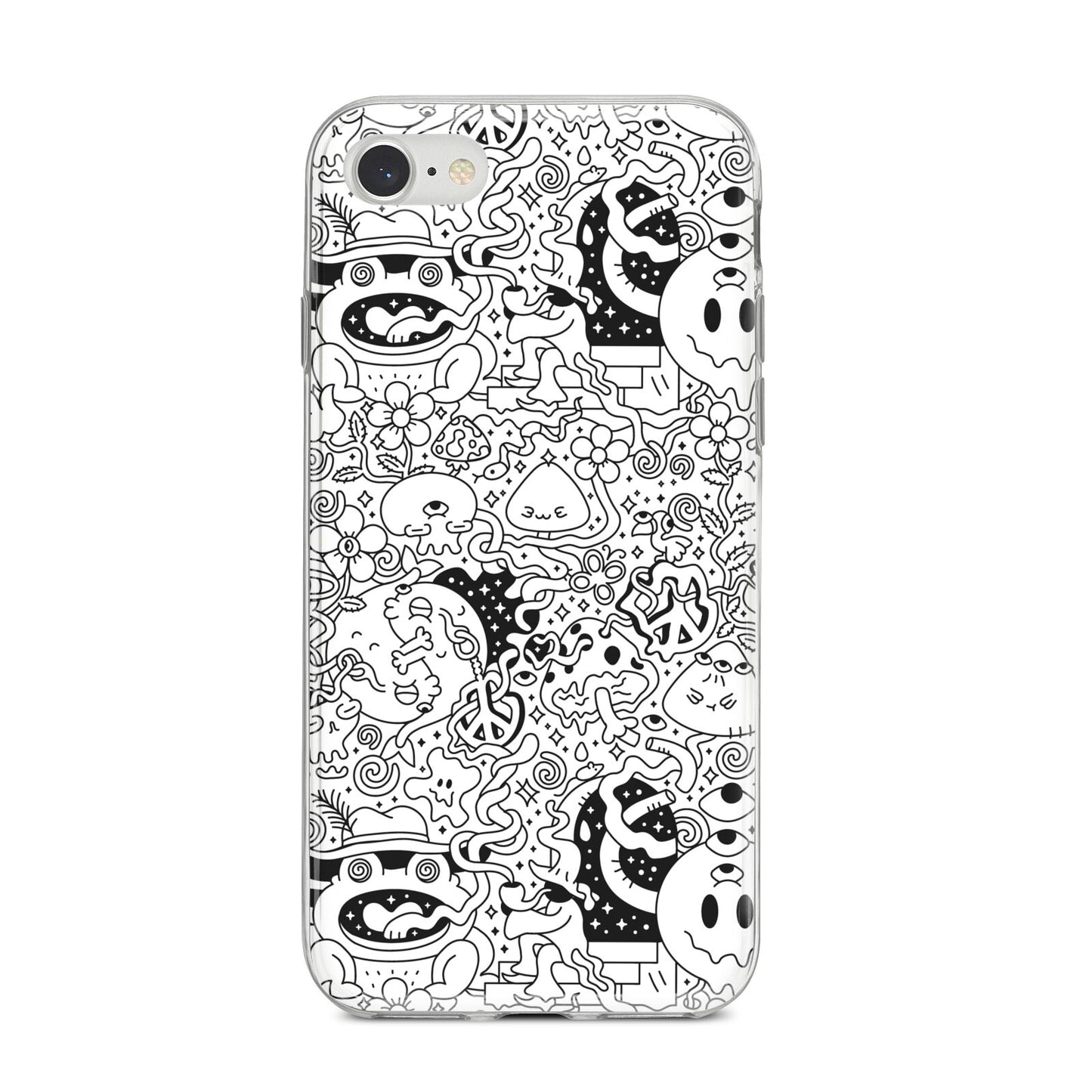Psychedelic Cartoon iPhone 8 Bumper Case on Silver iPhone