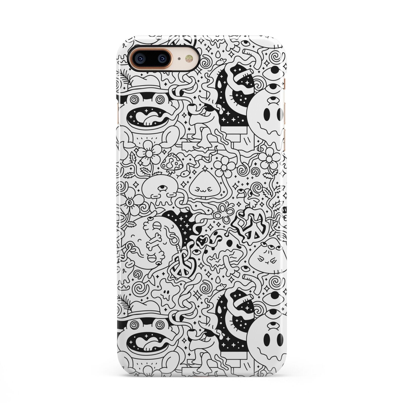 Psychedelic Cartoon iPhone 8 Plus 3D Snap Case on Gold Phone