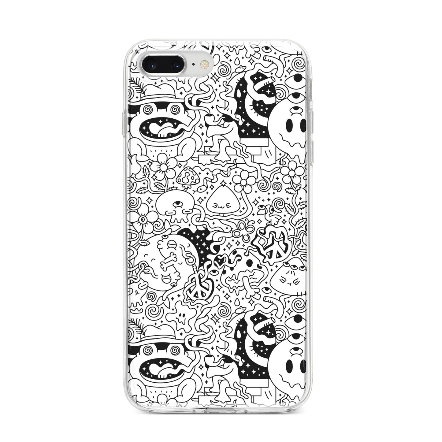 Psychedelic Cartoon iPhone 8 Plus Bumper Case on Silver iPhone