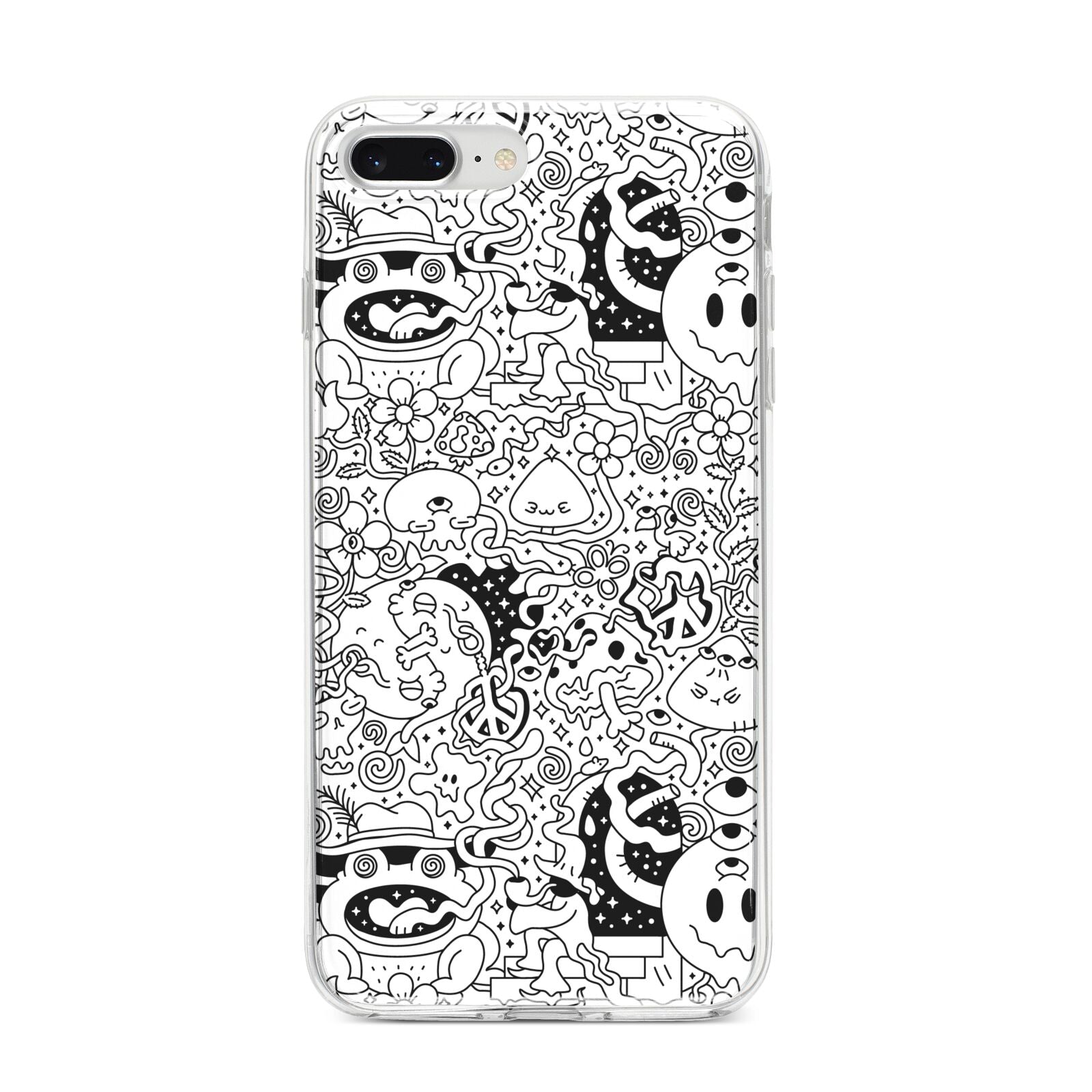 Psychedelic Cartoon iPhone 8 Plus Bumper Case on Silver iPhone