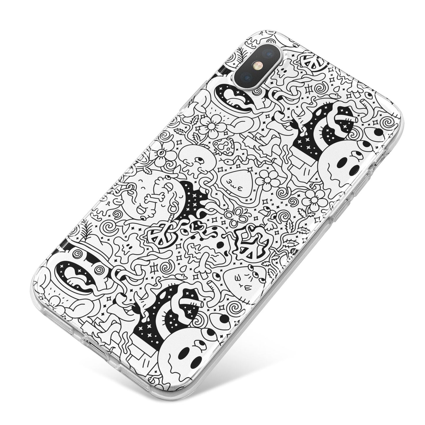 Psychedelic Cartoon iPhone X Bumper Case on Silver iPhone