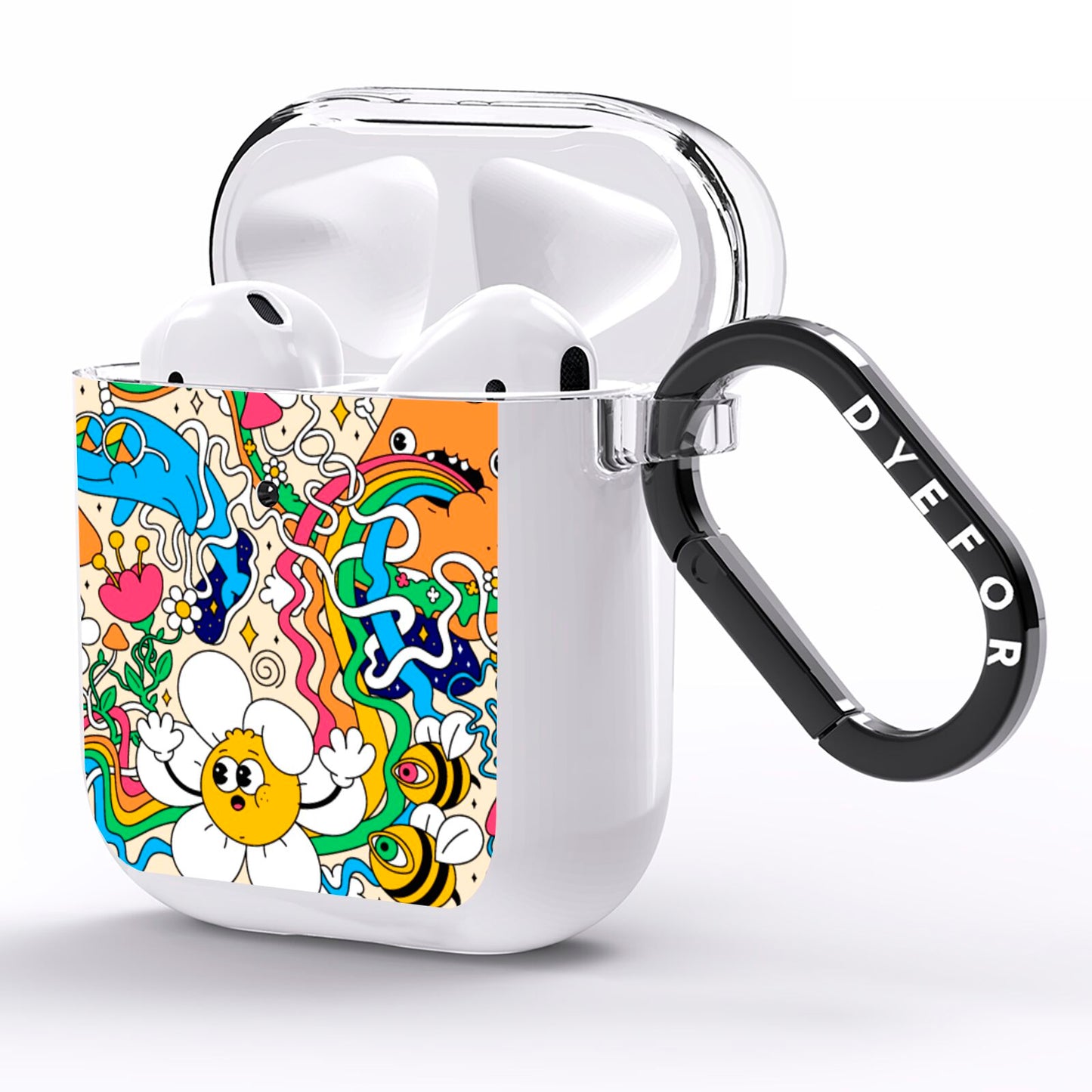 Psychedelic Trippy AirPods Clear Case Side Image